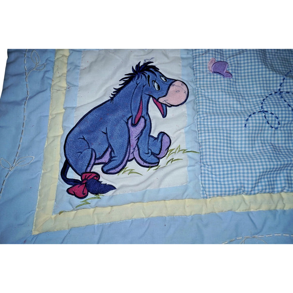 Vintage Sears Winnie the Pooh Baby Quilt Blanket – Disney Embroidered Patchwork - Picture 9 of 16